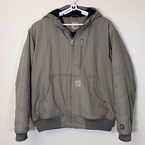 Carhartt Quick Duck Insulated Woodward Hooded Work Jacket - Men's Size L - Tan
